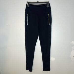 INC Black Zipper Pocket Detail Pull On Polyester Skinny Pants Leggings Size Med